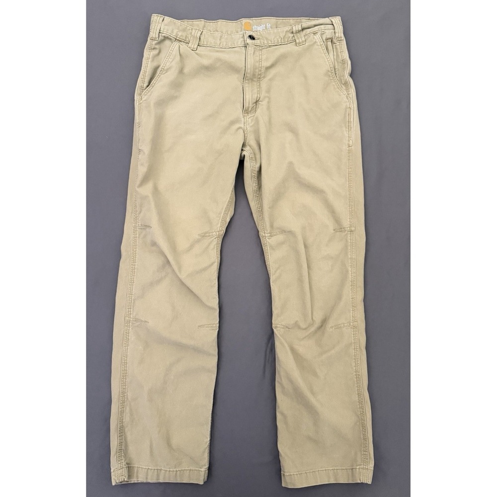 Carhartt Pants Mens Size 36X30 Tan Straight Fit Workwear Utility Canvas Stretch